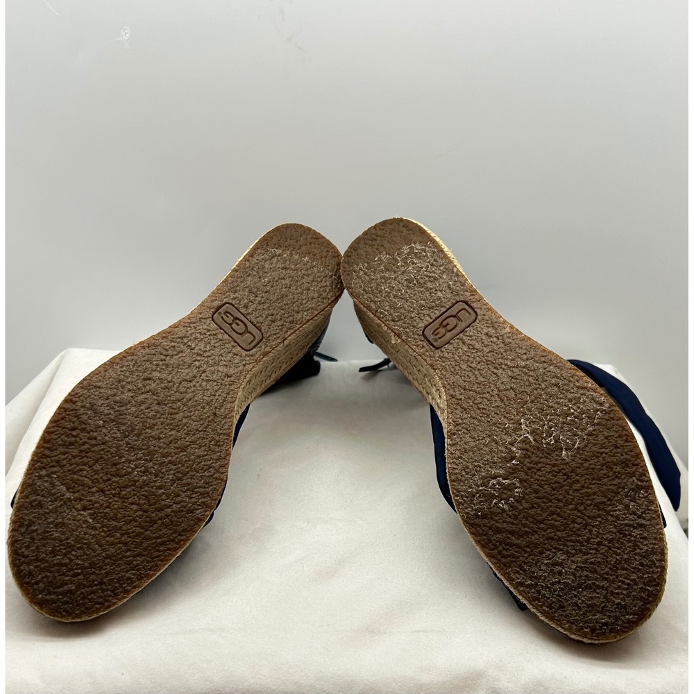 UGG Navy Blue Espadrille Wedge Sandals Ankle Tie Zipper 1011181 Womens 7.5 - Picture 5 of 11